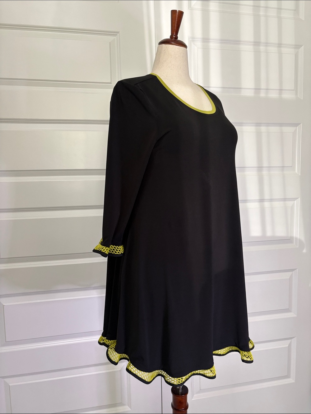 Women's Black Swing Top with Yellow Trim